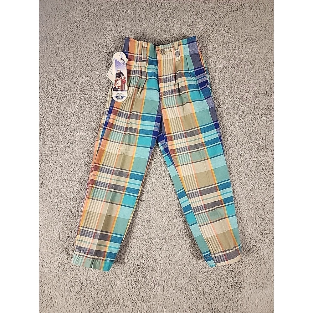 Vintage Dockers Levi Strauss Boys Plaid Pleated Pants Multicolor Size 6 NWT